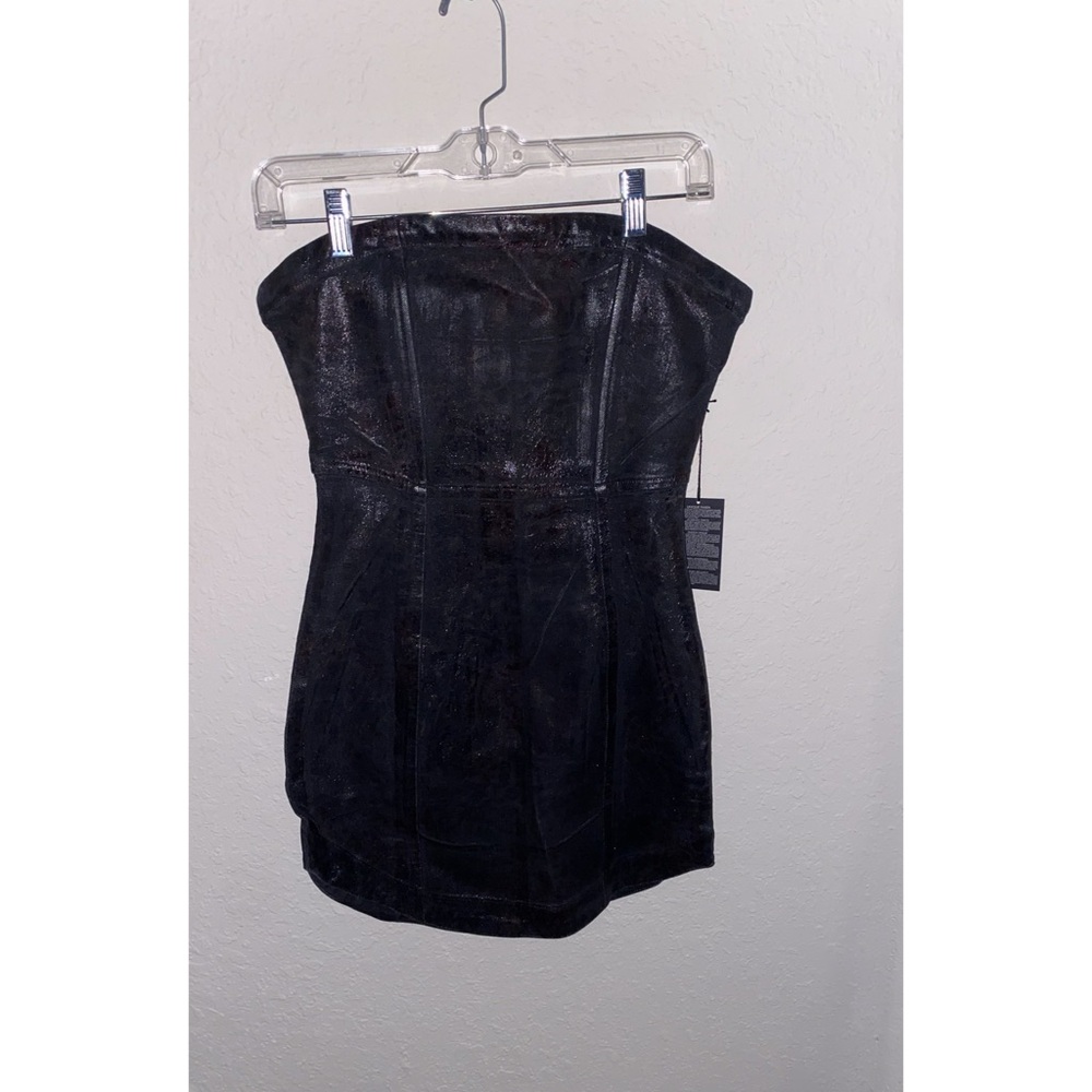 Metallic Black Strapless Dress
